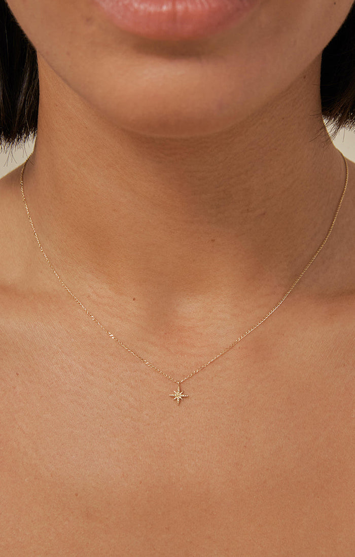 Worn shot of the Solid Gold 14k Twilight Necklace