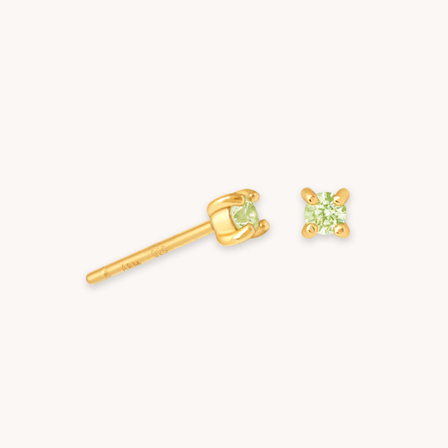 August Birthstone Stud Earrings in Gold with Peridot CZ