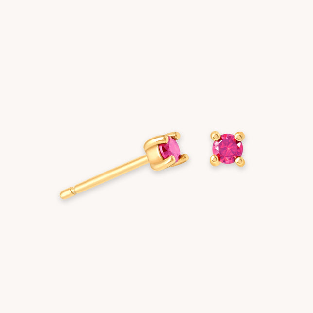 July Birthstone Stud Earrings in Gold with Ruby CZ