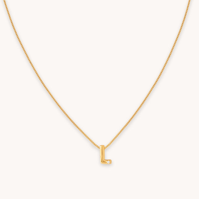 L Initial Pendant Necklace in Gold