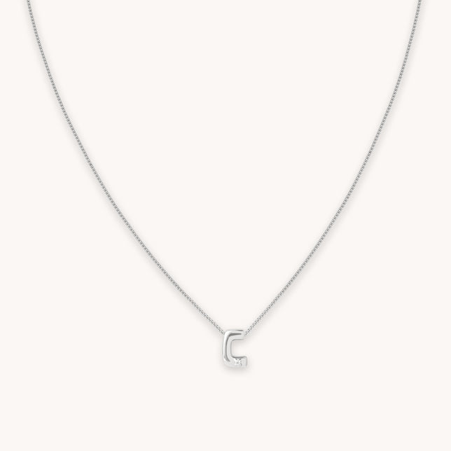 C Initial Pendant Necklace in Silver