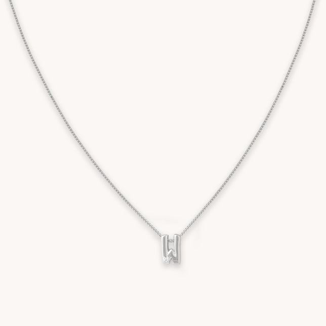 W Initial Pendant Necklace in Silver