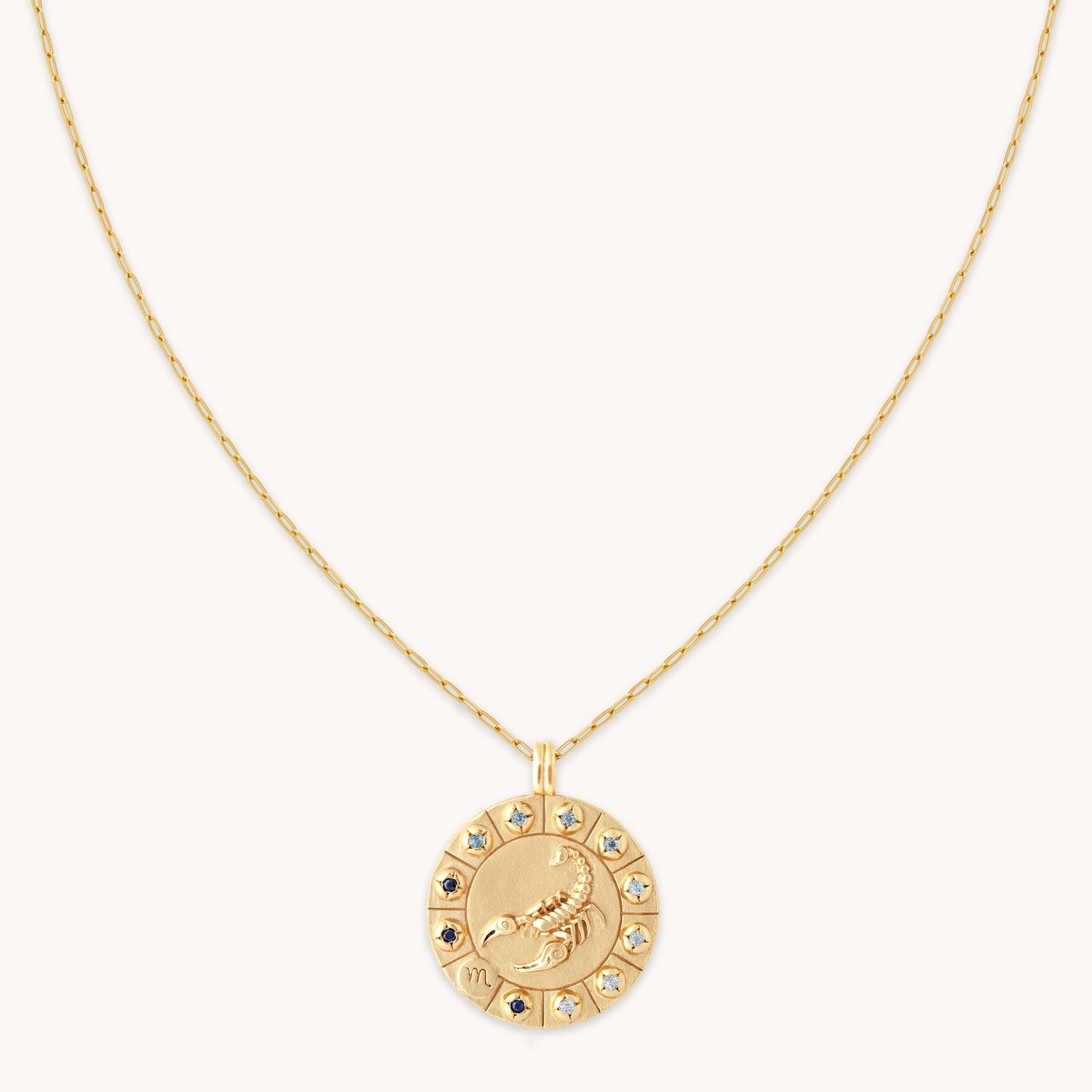 Scorpio Bold Zodiac Pendant Necklace in Gold
