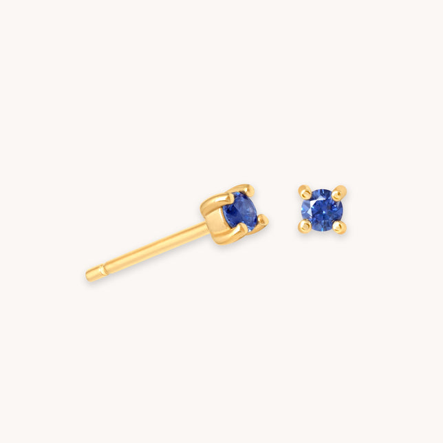 September Birthstone Stud Earrings in Gold with Sapphire CZ
