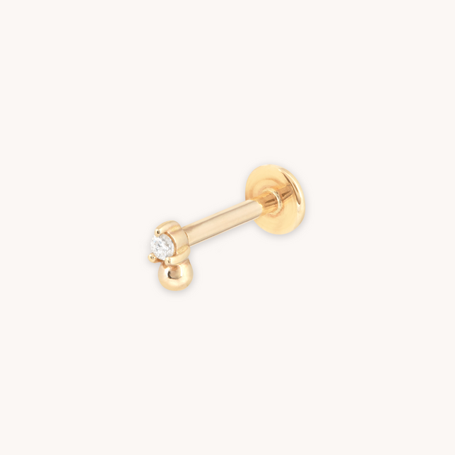 SOLID GOLD DIAMOND BEADED PIERCING STUD CUT OUT